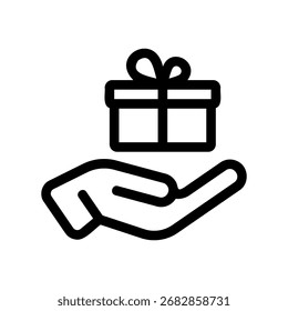 Simples ícone de vetor preto com um presente tema, caridade