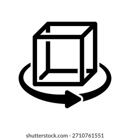 Ícone simples de vetor preto com um cubo de tema