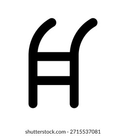 Icono de Vector negro simple con una escalera temática a la piscina