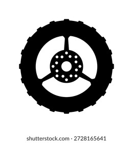 Icono de Vector negro simple con una rueda de la motocicleta del tema