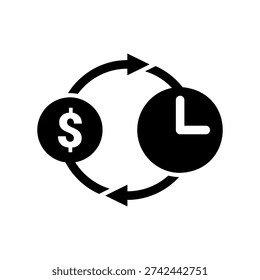 Simple black vector icon with a theme currency exchange