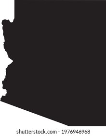 Simple black vector map of the Federal State of Arizona, USA