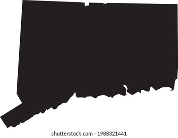Simple black vector map of the Federal State of Connecticut, USA