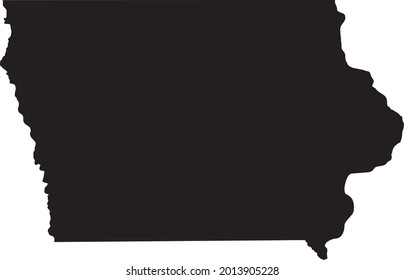 Simple black vector map of the Federal State of Iowa, USA