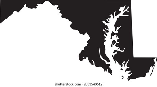 Simple black vector map of the Federal State of Maryland, USA