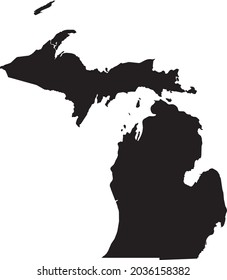 Simple black vector map of the Federal State of Michigan, USA