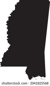 Simple black vector map of the Federal State of Mississippi, USA