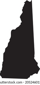 Simple black vector map of the Federal State of New Hampshire, USA