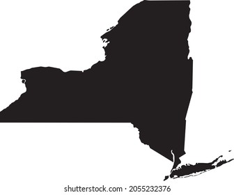 Simple black vector map of the Federal State of New York, USA