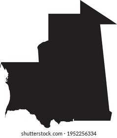 Simple black vector map of the Islamic Republic of Mauritania