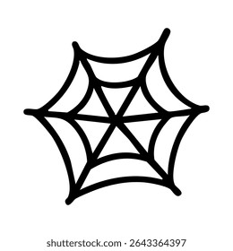 Simple black vector outline of a spider web. Ideal for Halloween designs, spooky themes, animal illustrations, or a minimalist, gothic graphic element.