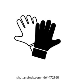 Simple black vector protective gloves pair icon isolated
