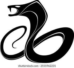 
Simple black vector silhouette of an attacking cobra.