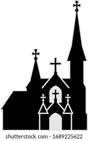 Simple black vector silhouette of St. Mary Immaculate Conception Church Tomah (Wisconsin, United States) on a white background. Flat religious sign of catholic temple