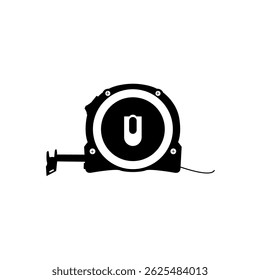 Simple black vector tape measure illustration.