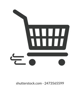 simple black vector term shopping trolley icon. basket. online store