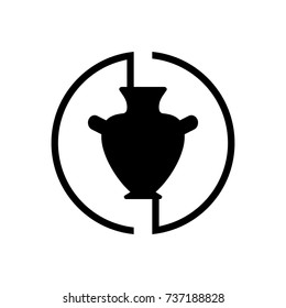 Simple black vector urn. Logo with ancient vase. Amphora symbol isolated on white background. Icon for tour operator or olive oil company