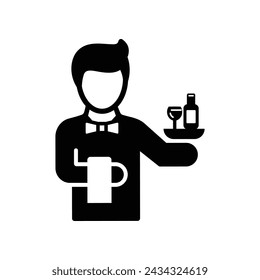  Simple black vector waiter icon.