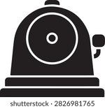Simple black vintage-style toaster with a round control dial and side lever for baking.