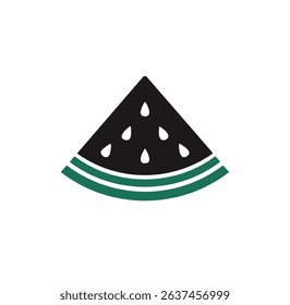 Simple black watermelon slice summer fruit icon