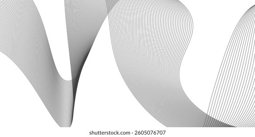 Simple black wave lines on white background. Dynamic wave pattern abstract