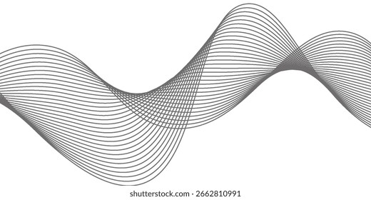 Simple black wave lines on white background. Dynamic wave pattern abstract simple