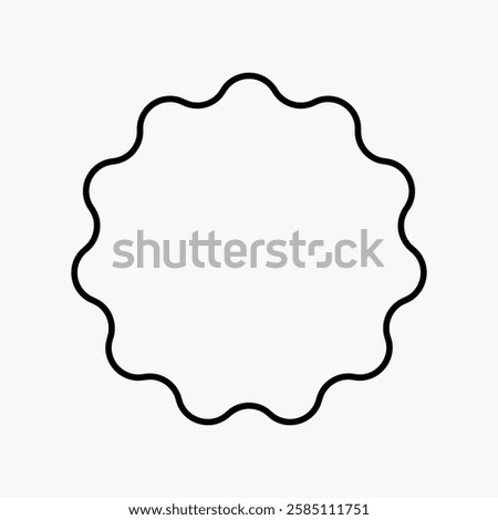 Simple black wavy circle outline on a white background. Minimalist design with wavy circle shape. Clean, modern wavy circle for creative projects. Vector isolated on white.