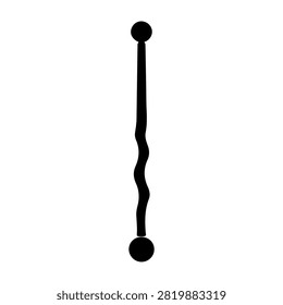 A simple black wavy line vertically oriented, suitable for artistic, graphic, or design projects requiring minimalistic elements.
