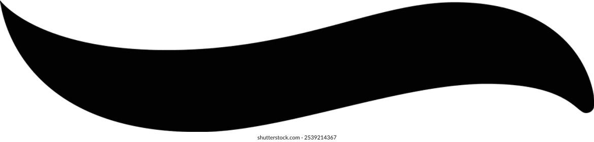 Simple black wavy ribbon banner drawing is creating empty space for text or design elements in a minimalist graphic design