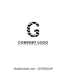 simple black wavy textured G logo letter design concept