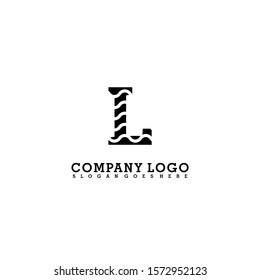 simple black wavy textured L logo letter design concept