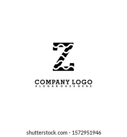 simple black wavy textured Z logo letter design concept
