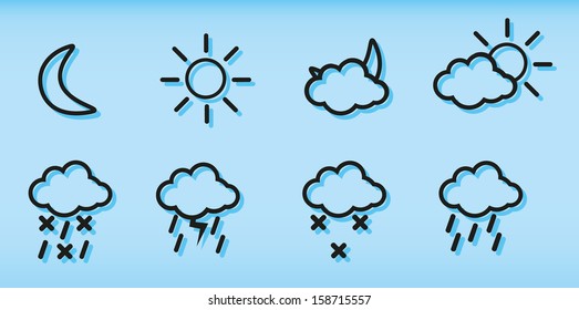 Simple Black weather icons set