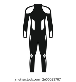 Simple black wetsuit icon representing watersport safety gear for surfing, scuba diving, or swimming