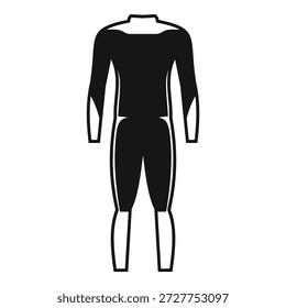 Ícone de wetsuit preto simples representando esportes aquáticos e equipamento de mergulho