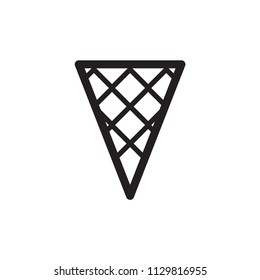 Simple black and wgite wafer ice cream cone outline icon. linear style sign for mobile concept and web design.