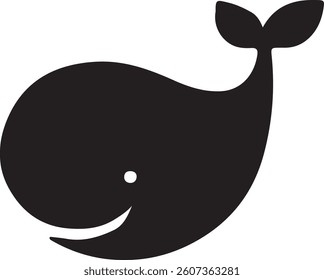 Simple Black Whale Icon Vector Illustration