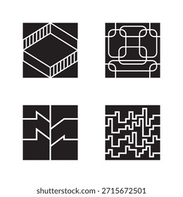 Simple Black and White Abstract Line Art Minimalist Shape Pattern