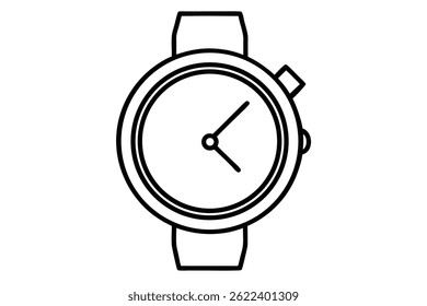 Simple black and white alarm watch icon.