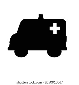 simple black and white ambulance car vector design