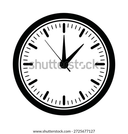 Simple black and white analog clock face with hour and minute hands