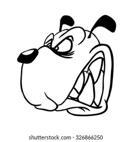 simple caricatura de perro blanco y negro enojado