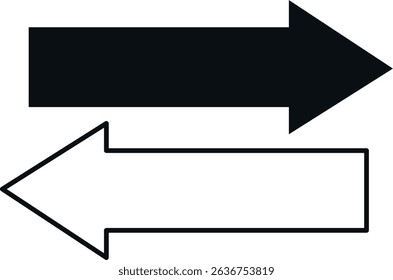 Simple Black and White Arrow Vector Set.Left and Right Conversion Directional Icons