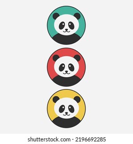 simple black and white asian animal. colorful wildlife illustration art. sweet panda bear face flat design icon vector in chaina or asia illustration. sweet baby symbol background cartoon isolated