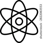 Simple black and white atomic nucleus particle illustration design