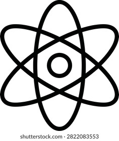 Simple black and white atomic nucleus particle illustration design