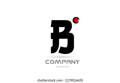 diseño de icono del logotipo de la letra del alfabeto B simple en blanco y negro con letras de estilo japonés. Plantilla creativa para empresas y negocios con punto rojo