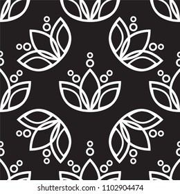 Simple black and white background with abstract flowers.