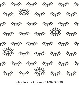 Simple Black White Background Lashes Eyes Stock Vector (Royalty Free