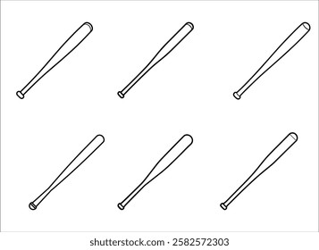 Simple Black and White Baseball Bat Illustrations